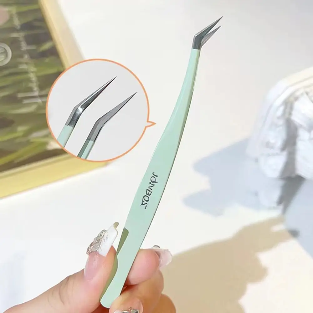 Eyelash Extensions False Eyelash Tweezers Stainless Steel Anti-static Auxiliary Clip Clamp Non-magnetic 3D Accurate