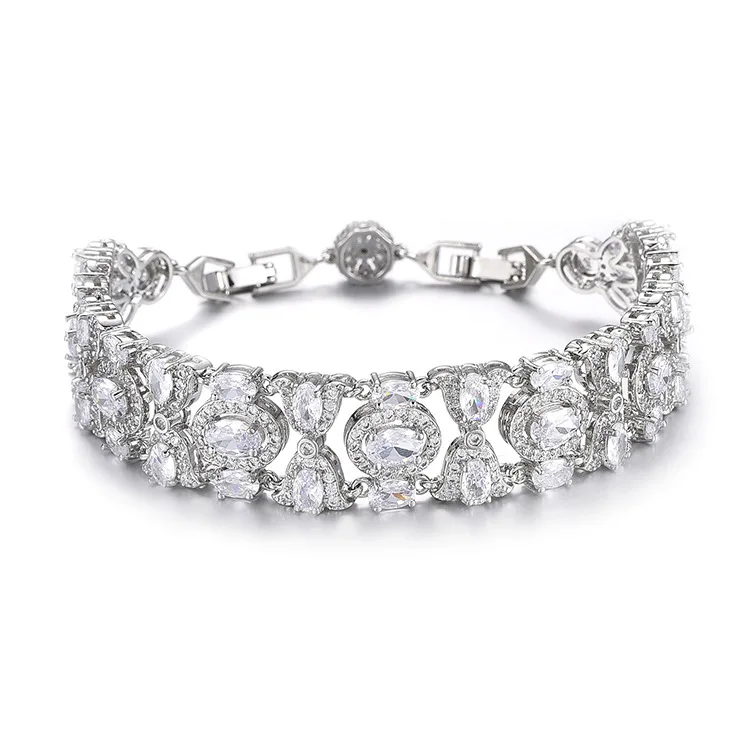 

HIBRIDE New White Strong Bracelet Women's Clothing Multicolor Light Luxury Jewelry Set Wedding Party Holiday Gift Travel B163