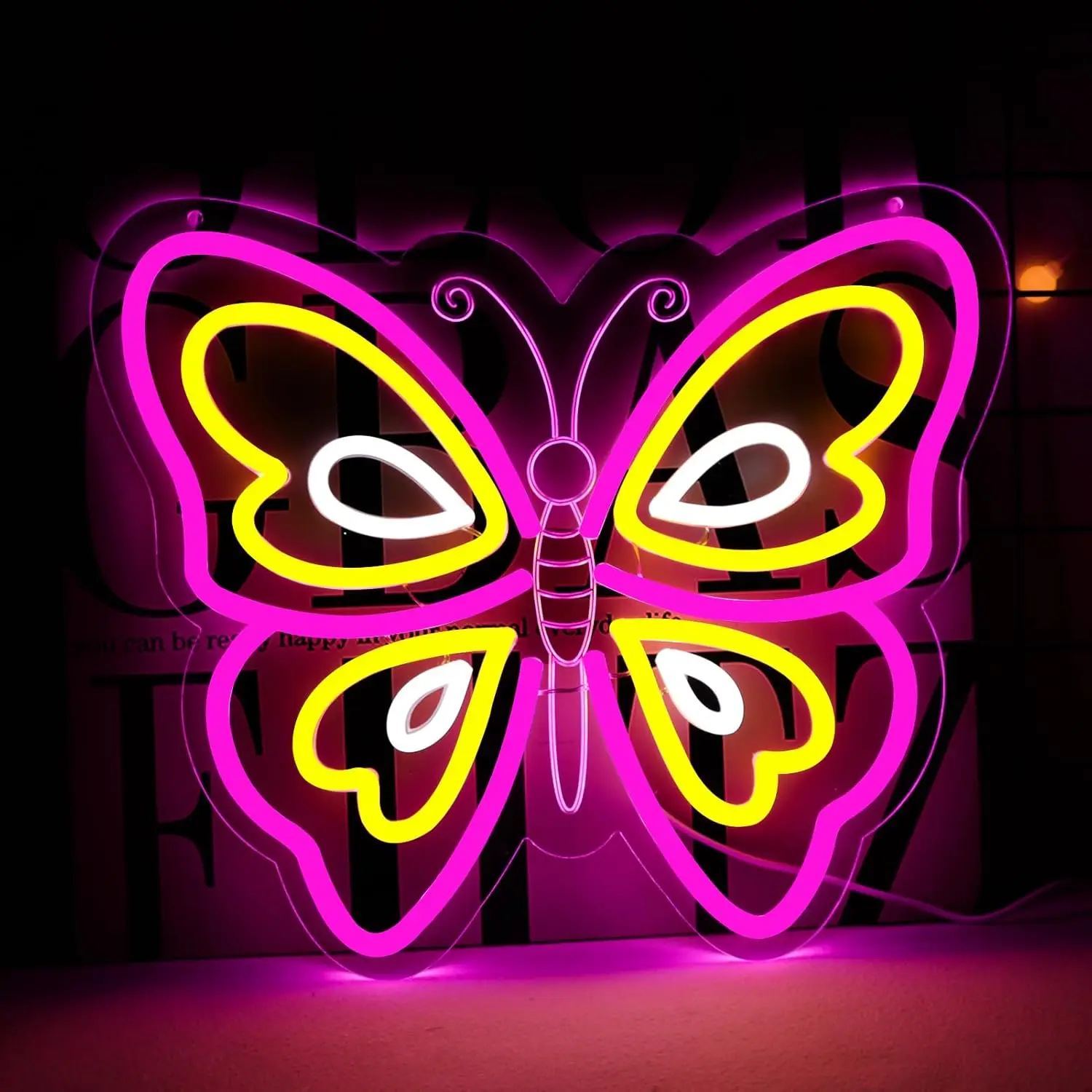 

Butterfly Neon Sign Dimmable Wall Lights for Bedroom Hotel Cafe Man Cave Wedding Party Decor Electronic Art Draw Birthday Gifts
