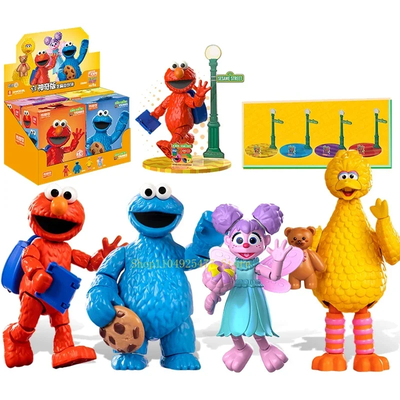 BLOKEES Sesame Street Building Blocks Big Bird Monster Bert Movable Ornaments Cookie Ernie Elmo Boys Girls DIY PuzzleToys Gift