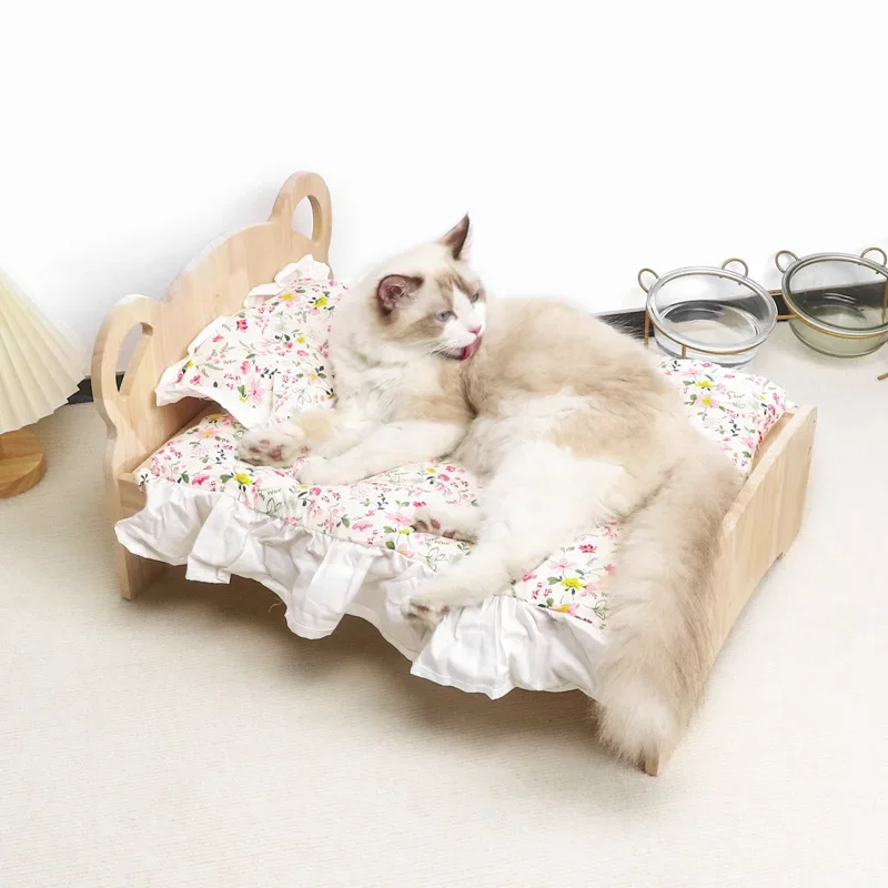 summer and winter four-season universal floor-standing wooden removable and washable princess bed cat bed