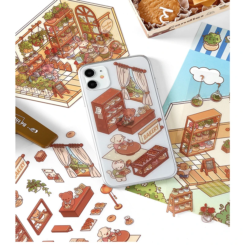 Cartoon Miniatuur Scene 3d Landschapsstickers Diy Cabine Scene Stapelen En Plakken Hand Account Schattig Cadeau Voor Kind Kind