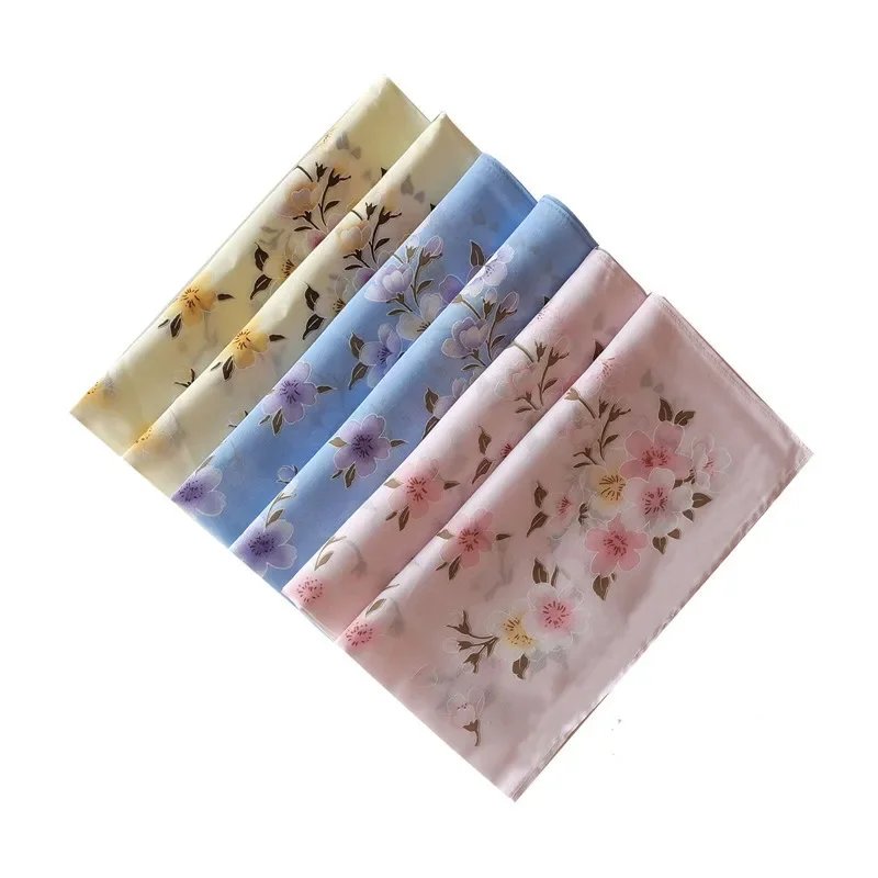 

3Pcs 45x45cm Square Cotton Flower Printed Ladies Women Pocket Towel Personalized Wedding Handkerchiefs