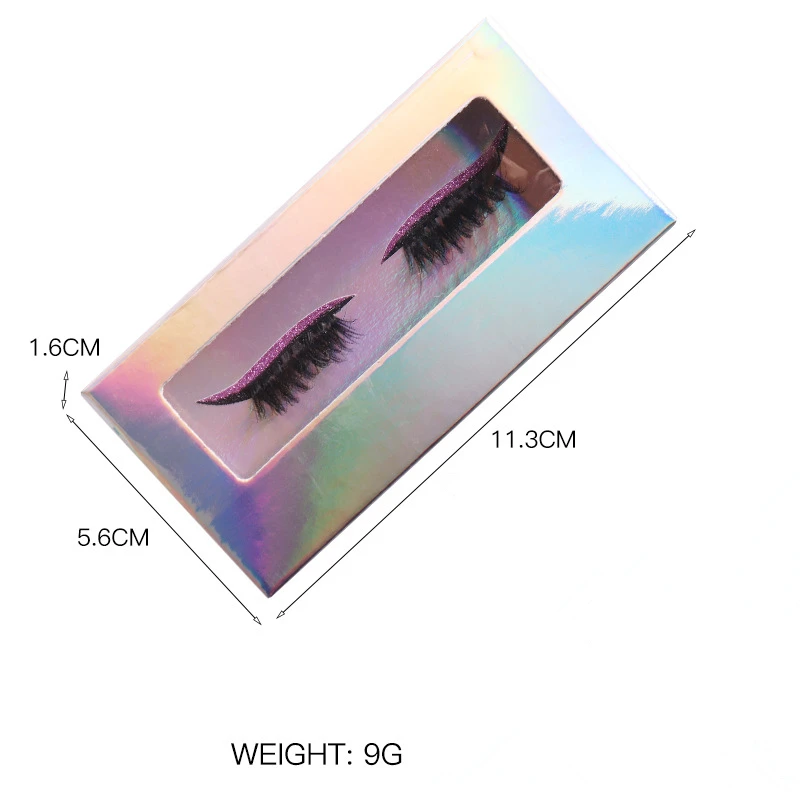 1-teiliges Set, bunter Lidschatten mit selbstklebenden falschen Wimpern, natürlich dick, gekräuselten Wimpern, einfach anzubringendes Augen-Make-up-Set