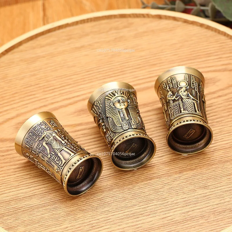 1PC Metal Vintage Egyptian Shot Glass Creative Wine Cup Personalized Sip Glass Drinking Drop Proof Bar Goblet Kitchen Supplies