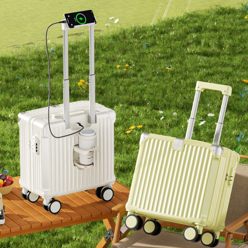 

18/20-дюймовый чемодан, дорожная кабина для женщин, многофункциональный чемодан на колесиках с бесшумным колесом, небольшой легкий чемодан с кодовым замком