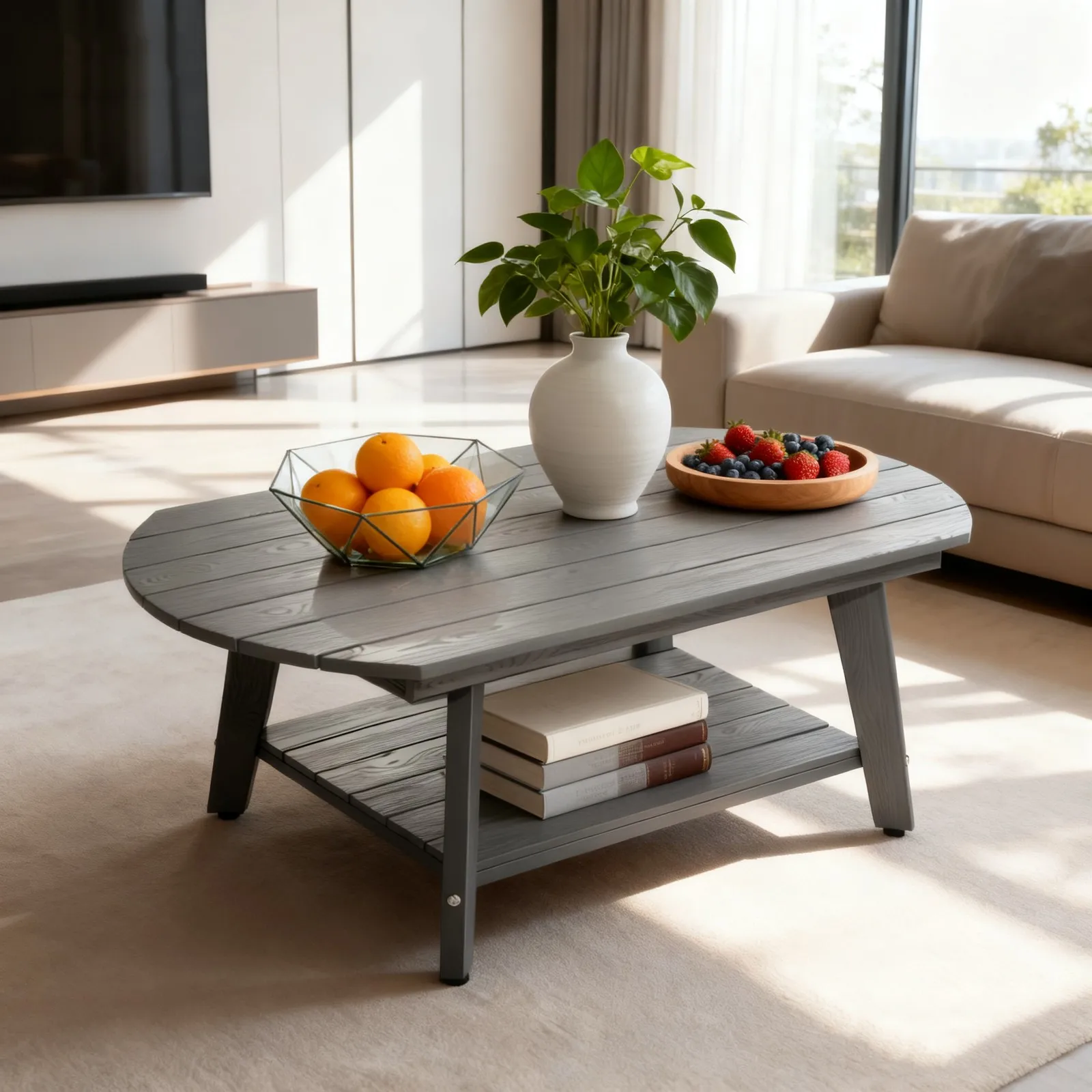 

Coffee Tables with Storage Cabinet for Living Room，Small Farmhouse Coffee Table