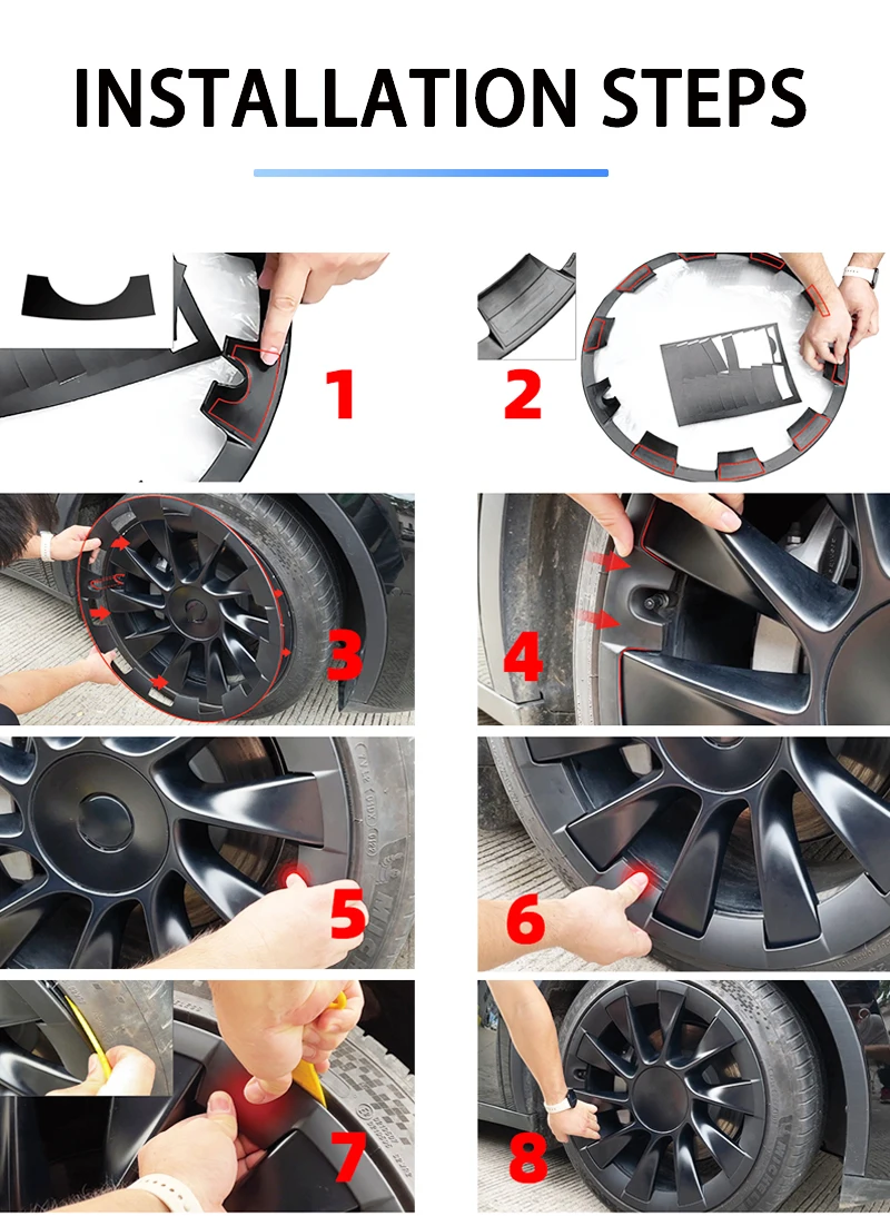 4PCS Für Tesla Modell Y 20 Zoll Radnabe Schutz Ring Leistung Patch Protektoren Ersatz Vollrand Zubehör 2020-2024 – Detail 12