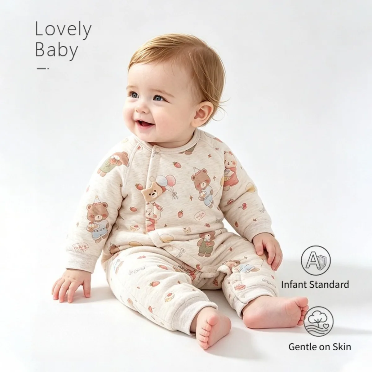 Lightly Padded Warm Baby Romper Soft Cotton Newborn Onesie for Fall Winter Breathable Long Sleeve Infant Clothes Boy Girl 6-18M