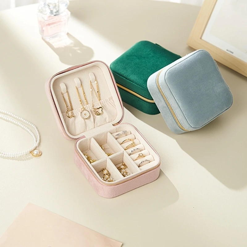 

Ailodo Velvet Mini Jewelry Box Organizer For Women Girls Portable Necklace Earrings Rings Jewelry Storage Box Travel Case Casket