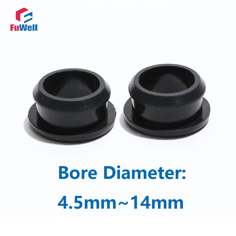Fuwell 4.5~14mm Black Conical Snap-on Silicone Rubber Plug Blanking End Caps Tube Inserts Bung Proof Protecting Wires and Cables