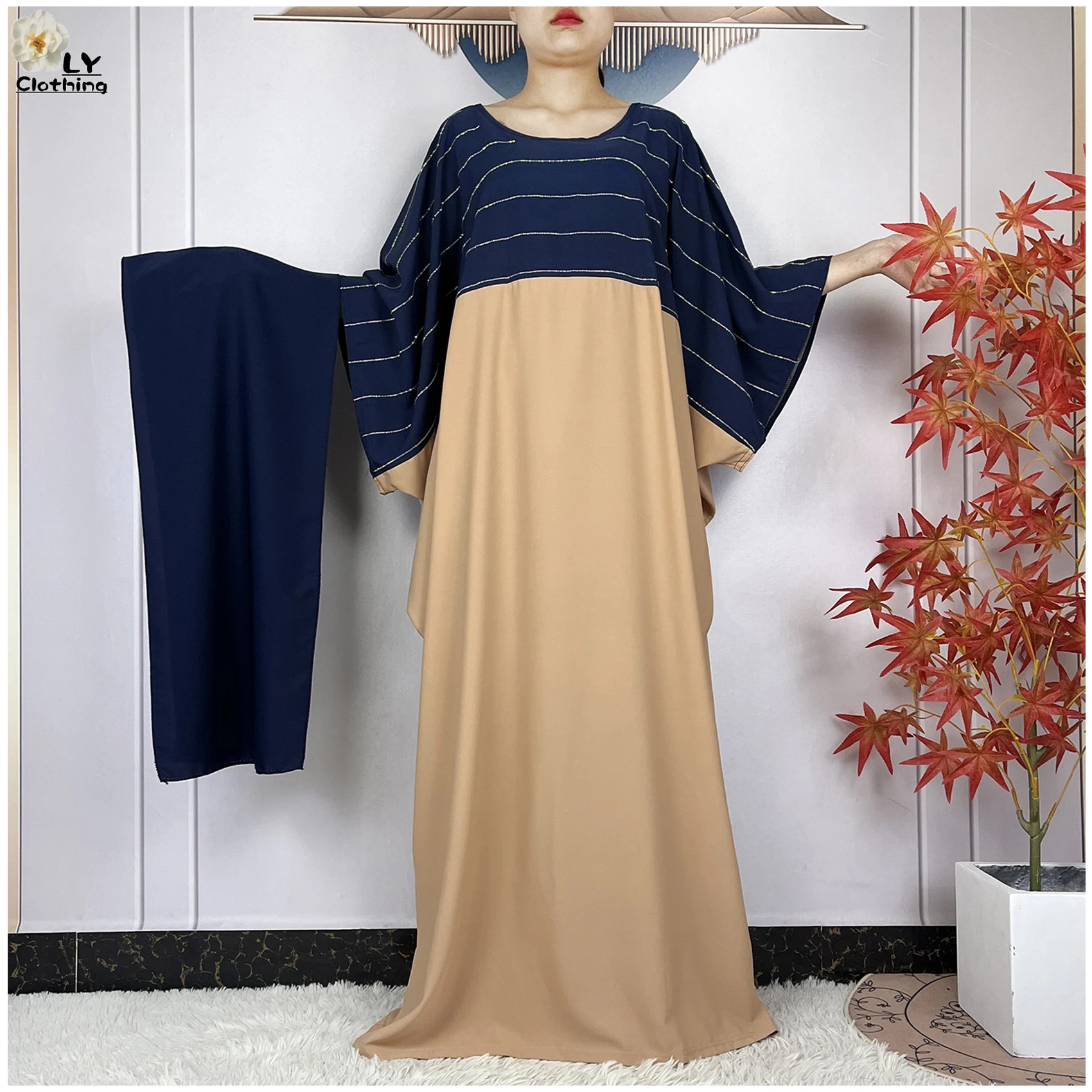 New Style Fashion Dubai Lady Loose Dress Sequin Soft Chiffon Boubou Maxi Islam Women Elegant Robe African Casual Abaya Clothing