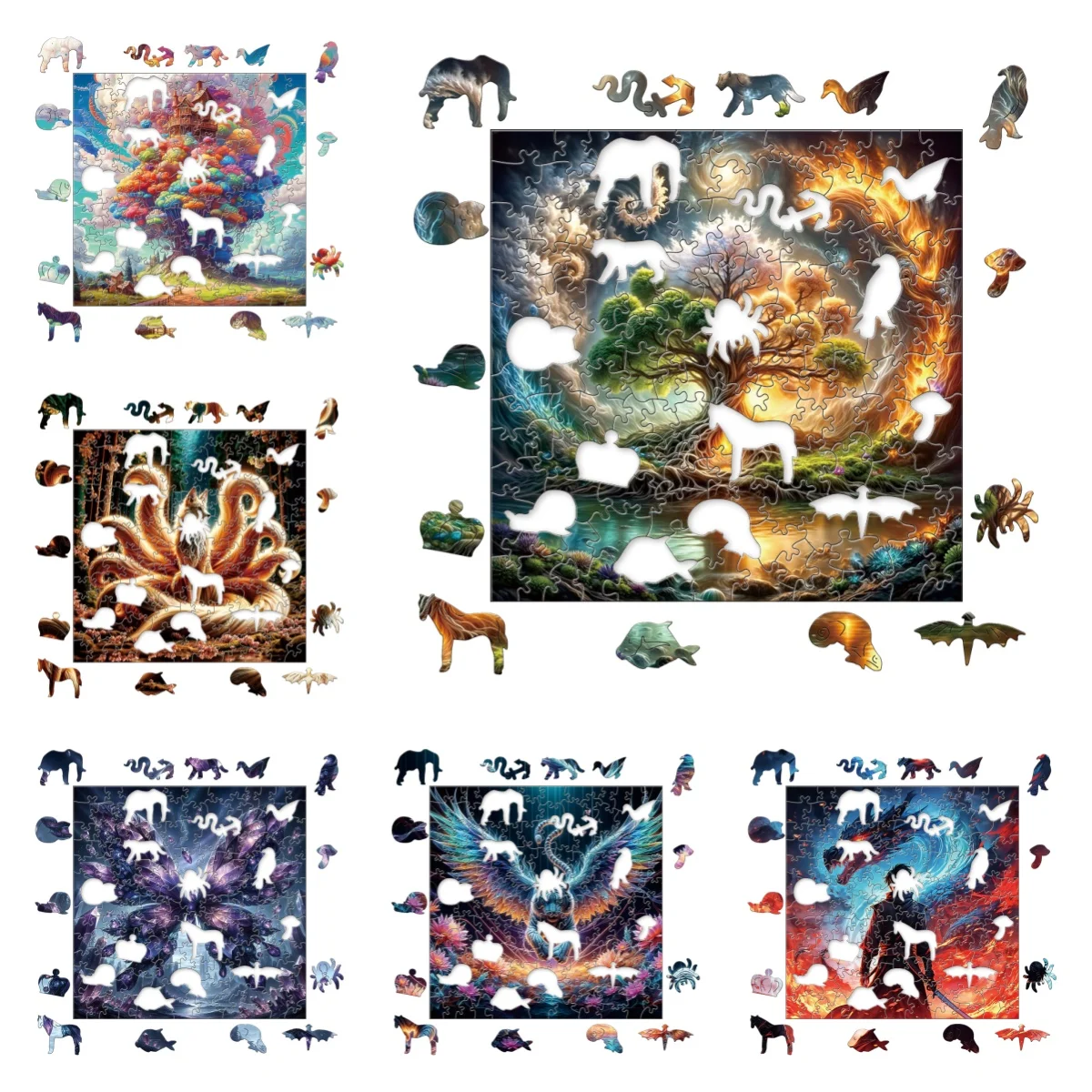 ZFX Butterfly Fox Dragon Tiger Tree Animals Puzzles Unique Shape High Quality Jigsaw Puzzle Wooden Puzzle Best Gift For Child