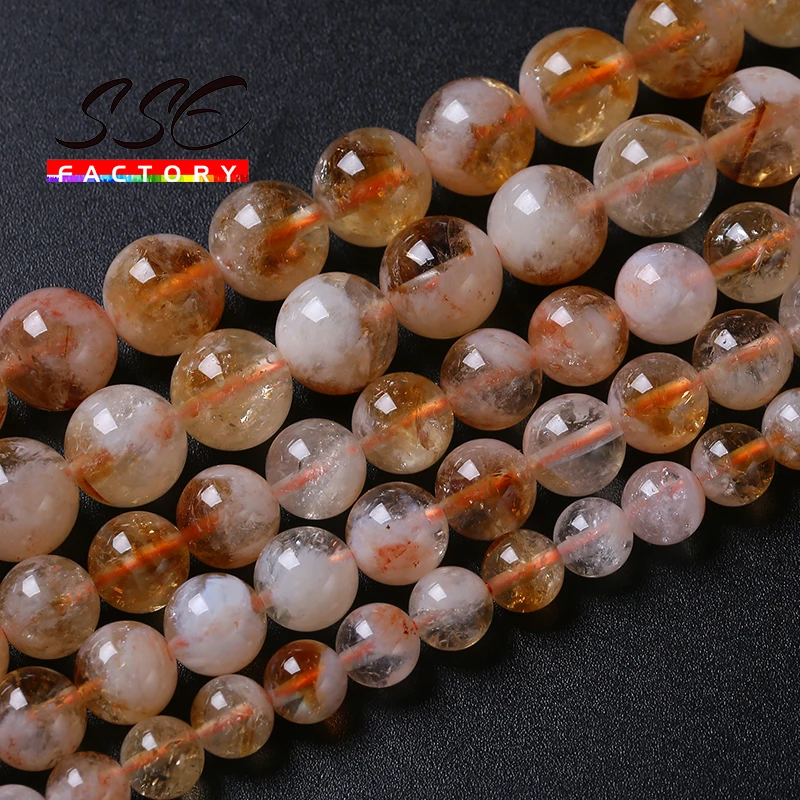 

Genuine Natural Citrine Crystal Beads For Jewelry Making Yellow Quartz Stone Round Beads DIY Bracelets Accessories 6 8 10mm 15"