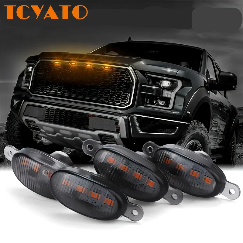 TCYATO car grille with a small yellow light, the Raptor grille modification, and the off-road haze small yellow light for p