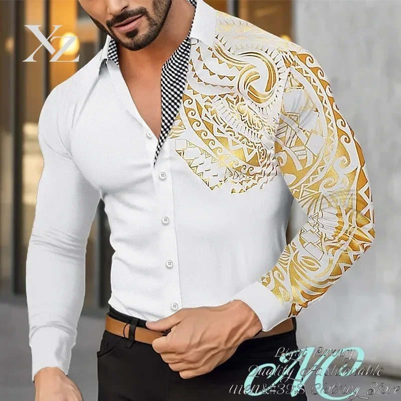Men's Long-Sleeve Single-Breasted Lapel Shirt, 15 Colors, XS-6XL, Soft Comfortable Fabric, Fashion Casual Clothing