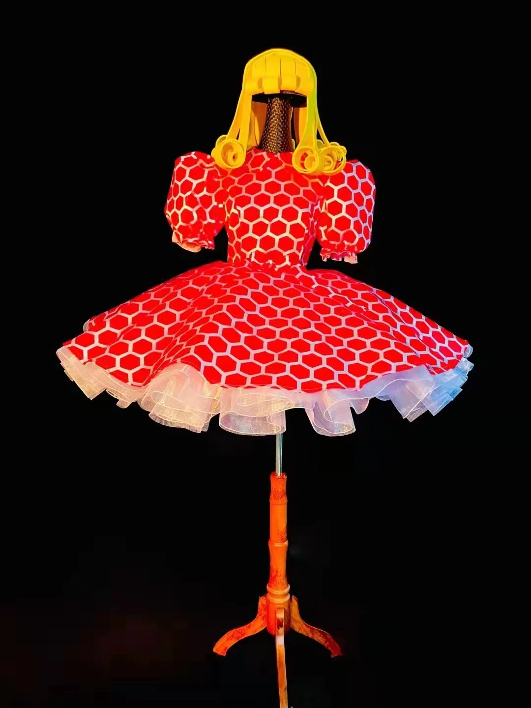 Fluffy Tutu Short Dress Nightclub Bar Gogo Dance Costume Festival Rave Club Party Show Performance Stage Clothes Red Pink Blue