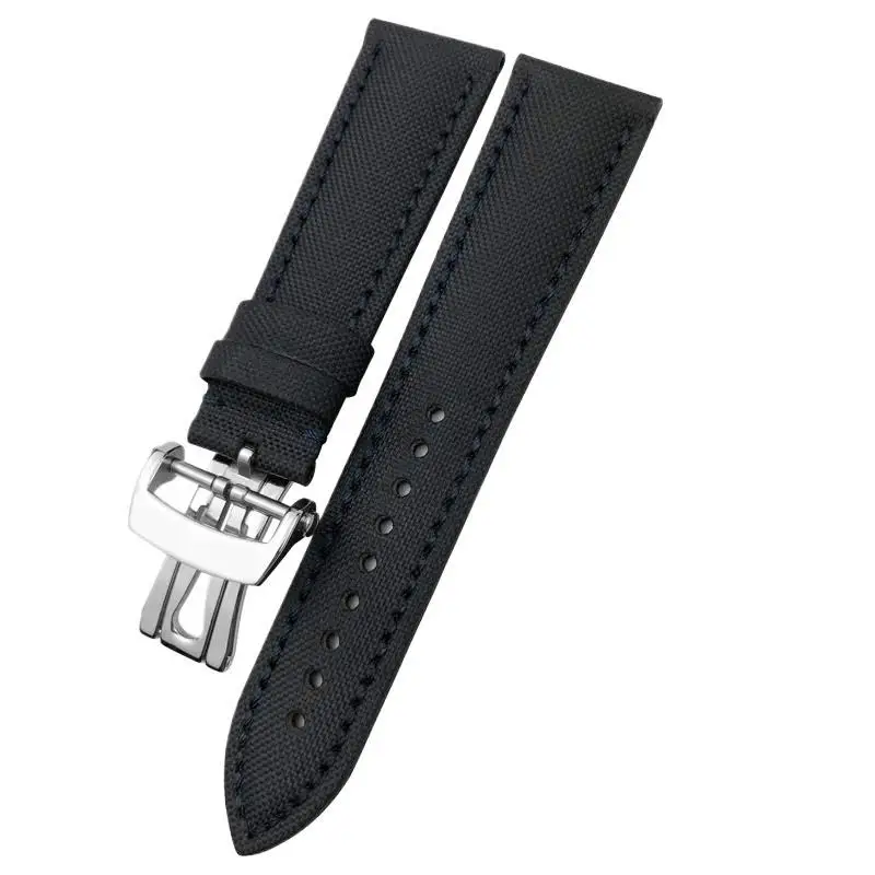 

HAODEE 23mm High Density Canvas Nylon Leather Watch Band Special For Blancpain Fifty Fathoms 5000 5015 Strap Butterfly Buckle