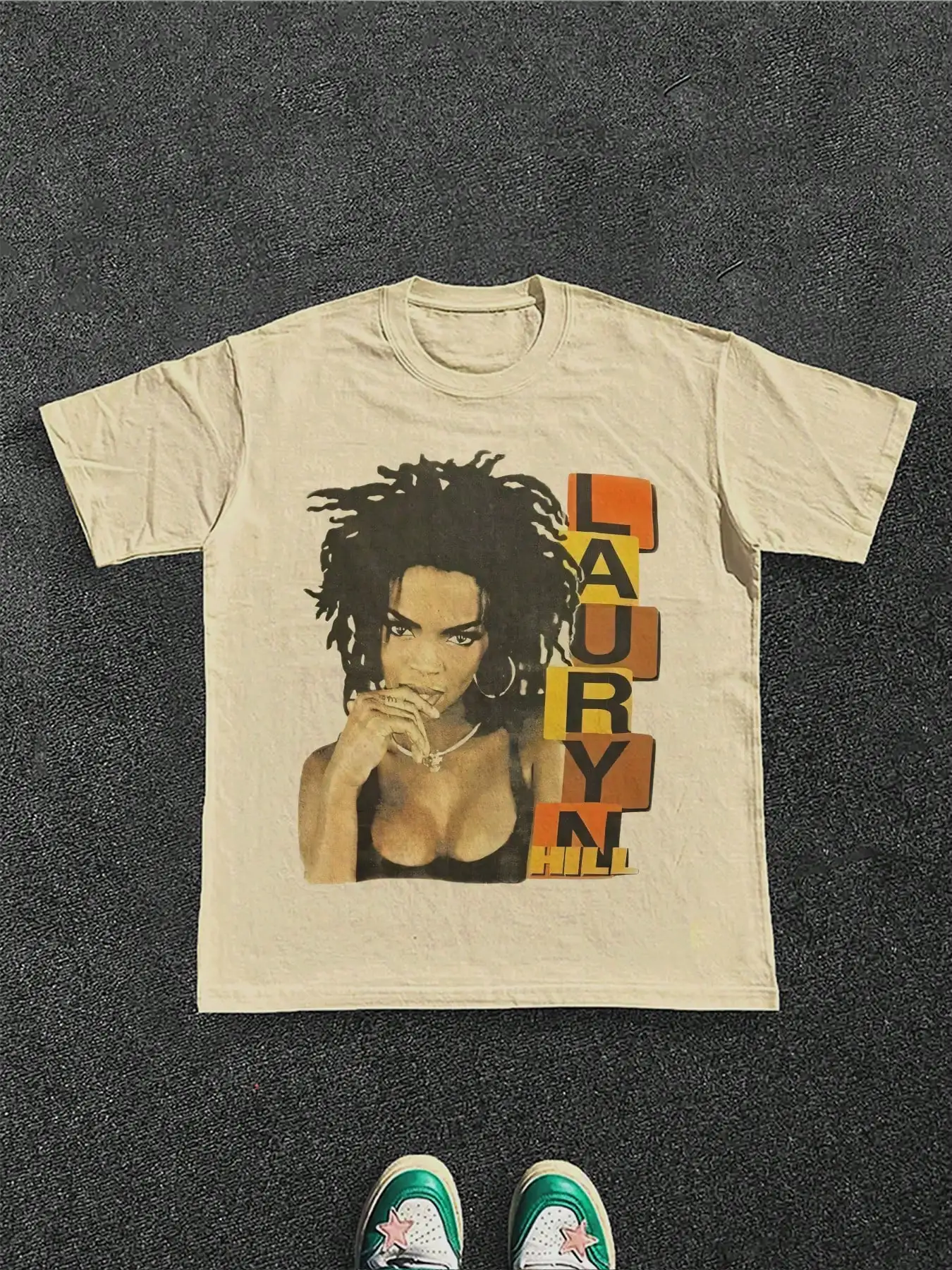 

Футболка с графическим принтом Lauryn Hill Hip Hop Icon, повседневная футболка из чистого хлопка