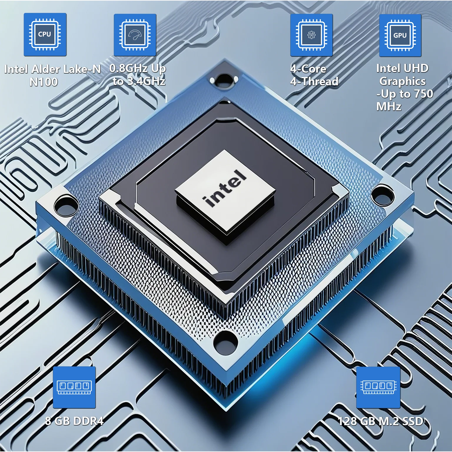 Mini PC Intel Alder Lake-N N100 Windows 11 8GB RAM 128GB/256G ROM WiFi Bluetooth USB Mini computadora