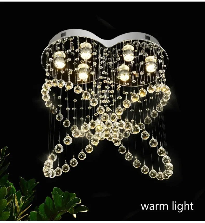 Plafonnier LED composé de 9 ampoules GU10 en cristal, design moderne, éclairage d'intérieur, luminaire décoratif de plafond, idéal pour un loft, un salon, une chambre à coucher, un hôtel, un restaurant, un magasin ou un bar