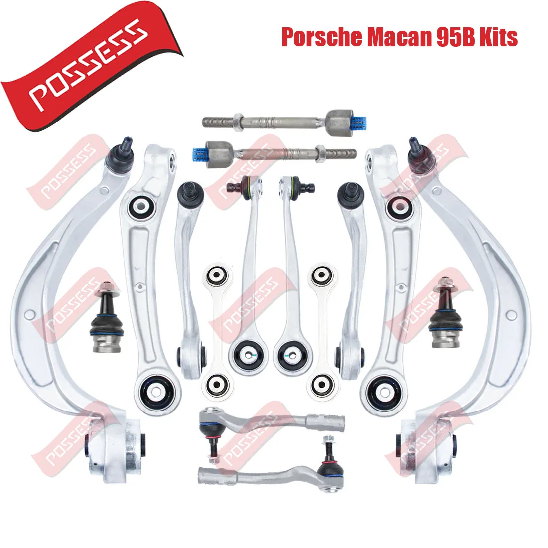 

16 Pieces Front Axle Suspension Control Arm Ball Joint Stabilizer Link Tie Rod End Kits For Porsche Macan 95B 2015-/
