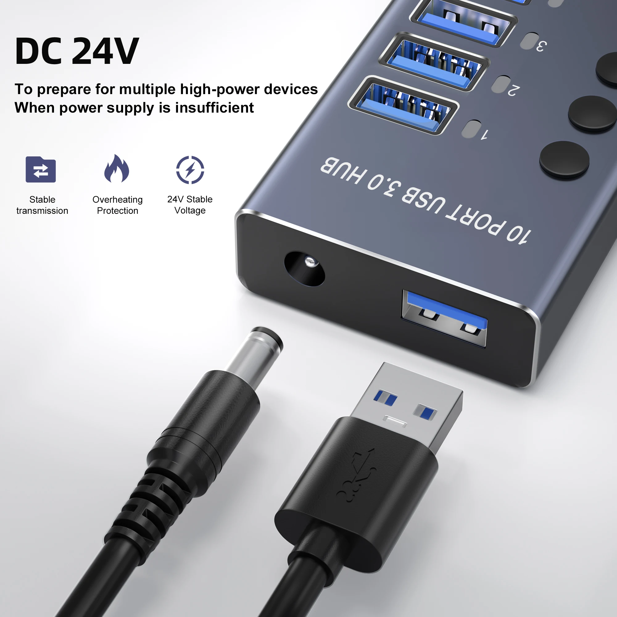 USB 3.0 Hub USB Hub 4 Port High Speed Type c Splitter 5Gbps لملحقات جهاز الكمبيوتر الشخصي محور متعدد المنافذ 4 منافذ USB 3.0 2.0
