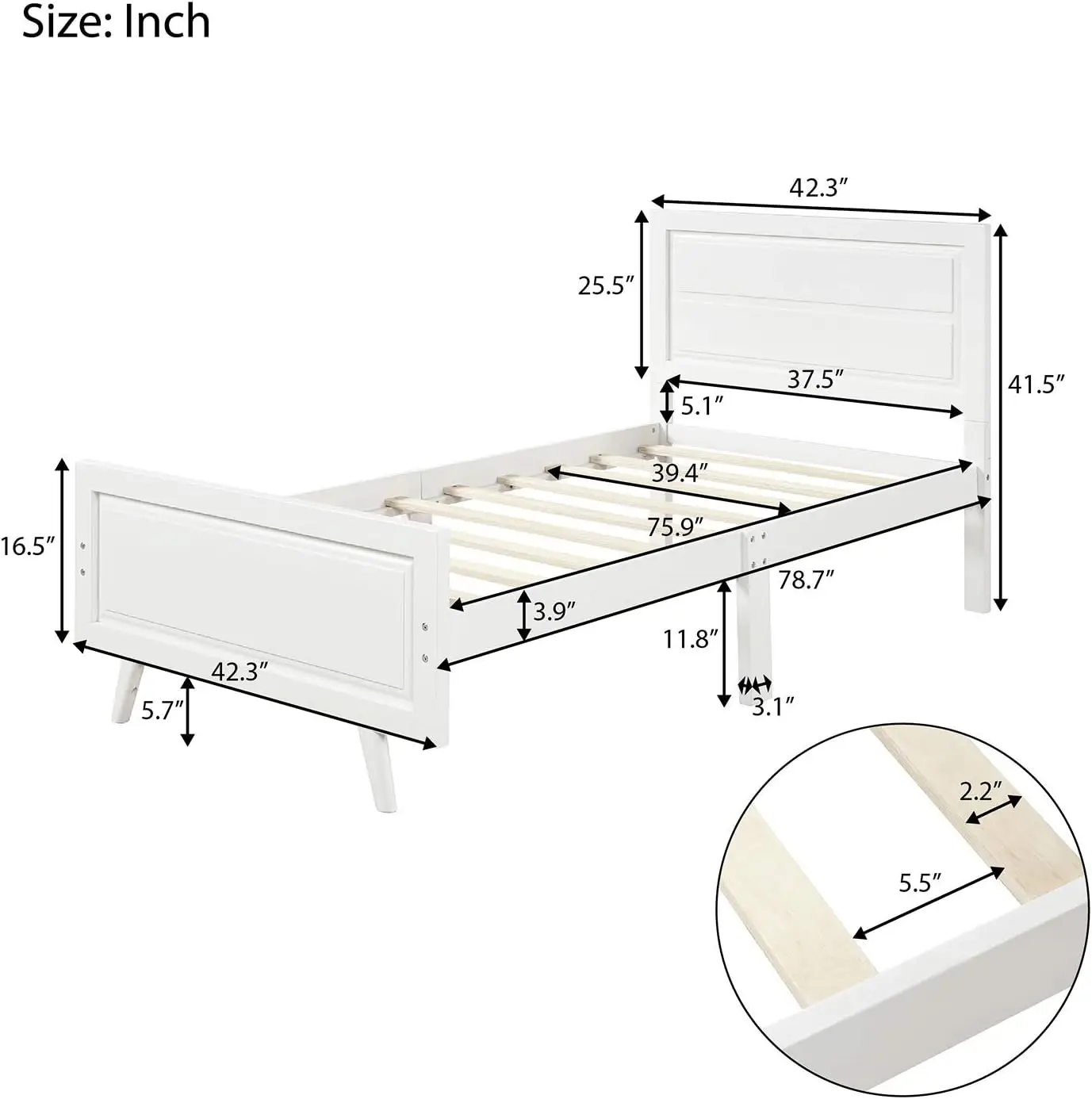 Twin Size Bed Frame for Small Room, Wood Platform Bed Mattress Foundation with Headboard and Wood Slat Support for Kids Boiys