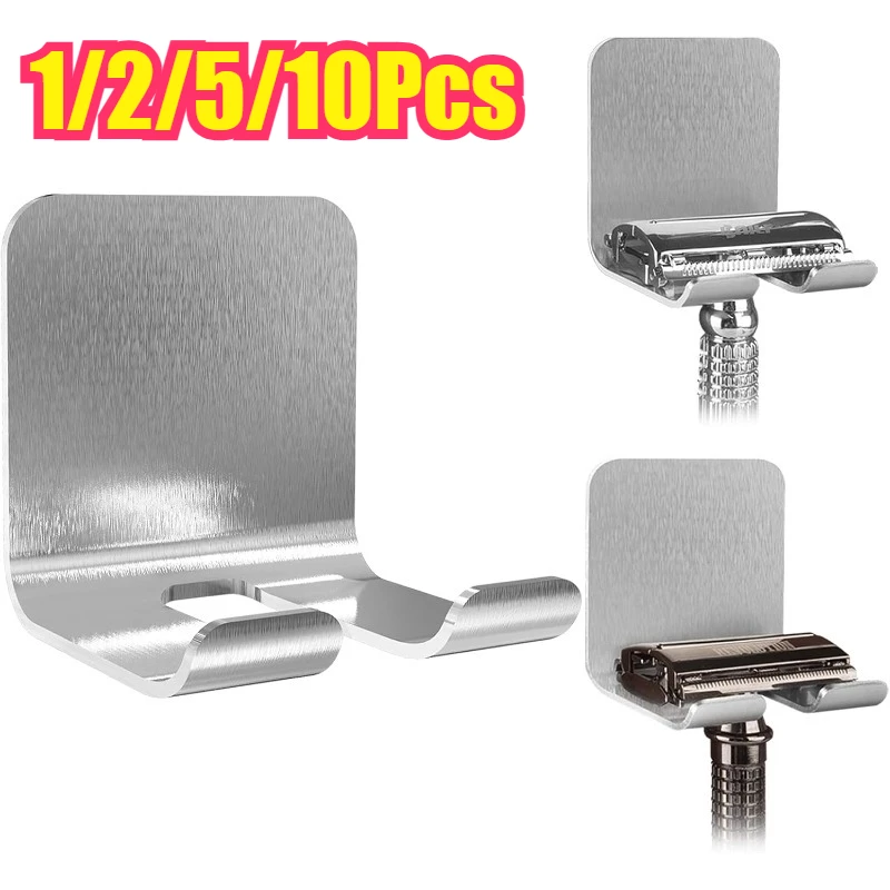 Metal Wall Hook with Adhesive Sticker Kitchen Bathroom Razor Holder Men Shaving Shaver Shelf Hooks for Hanging Clothes Cloths