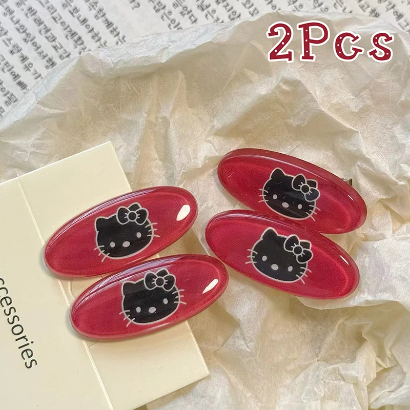 1/2/10PCS Sanrio Hello Kitty Hairpin Girl Hair Clips Ornaments Anime Cartoon Headdress Soft Cute Design Hair Accessories Gift