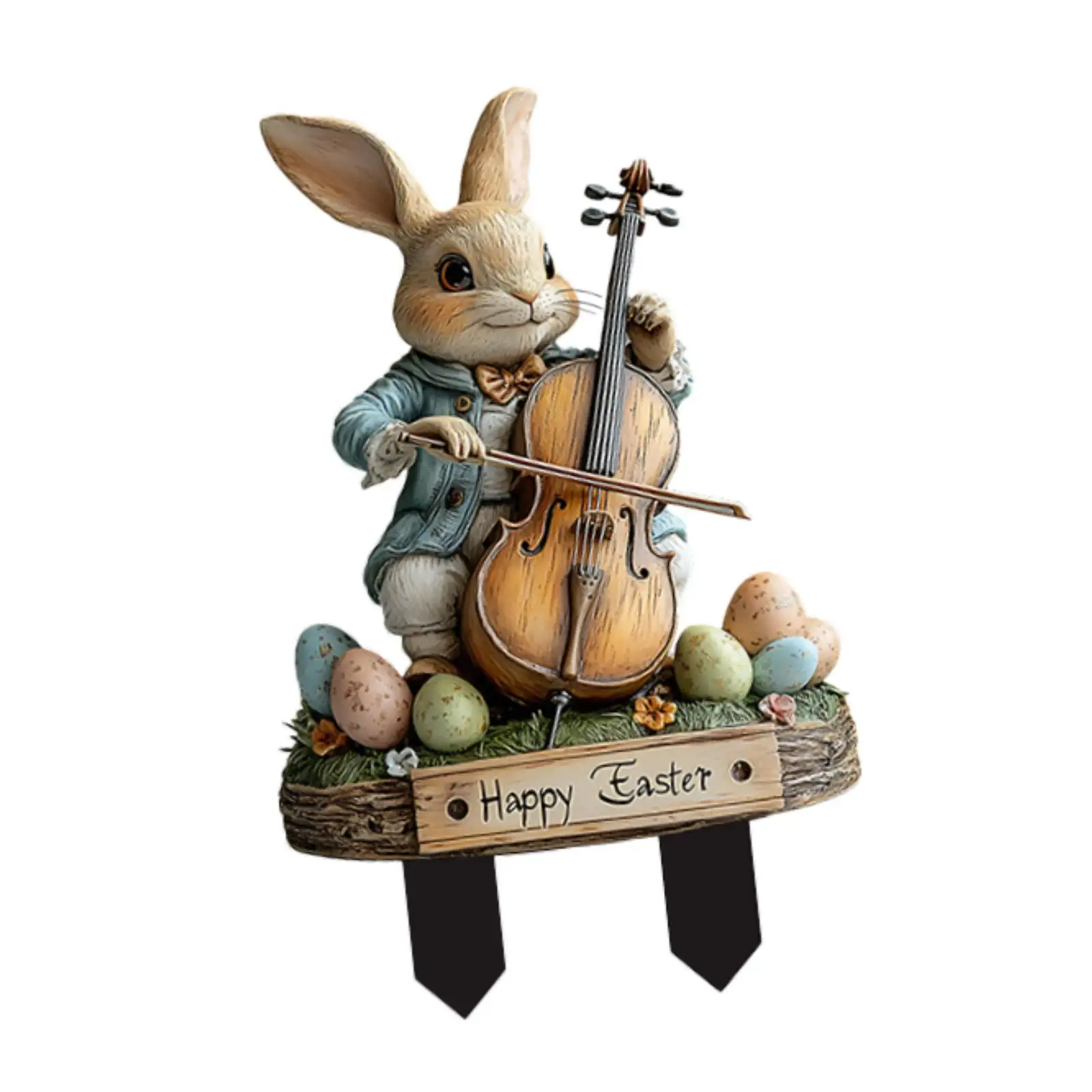Waterproof Easter Bunny Stake Acrylic Figure Garden Sculpture for Outdoor Lawn and Pathway Decor