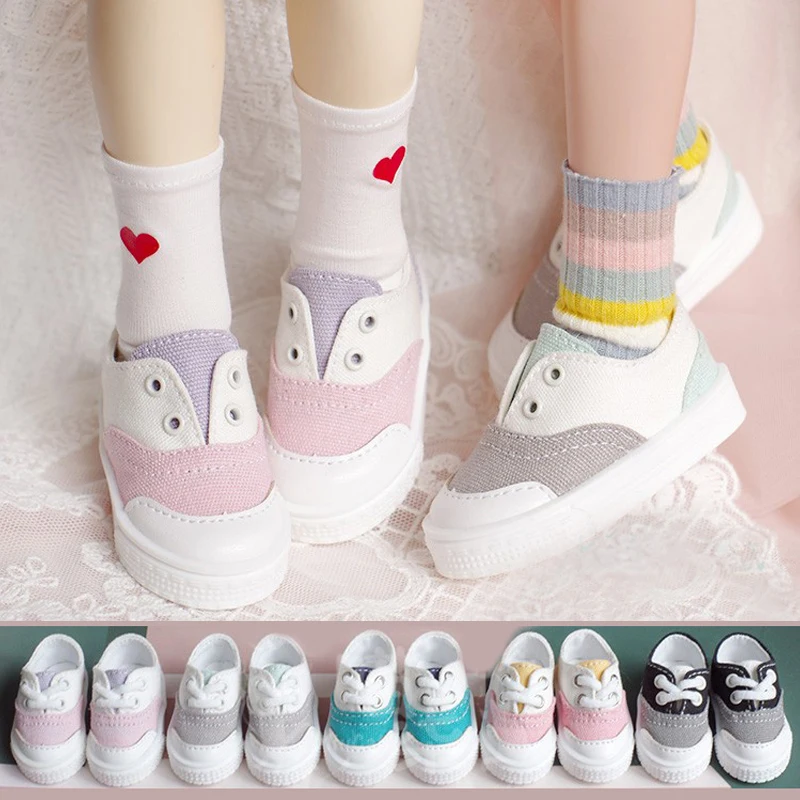 D03-P722 children toy BJD DD SD MSD  1/4 1/6 YOSD accessories Flat-footed canvas sports casual shoes 1pair