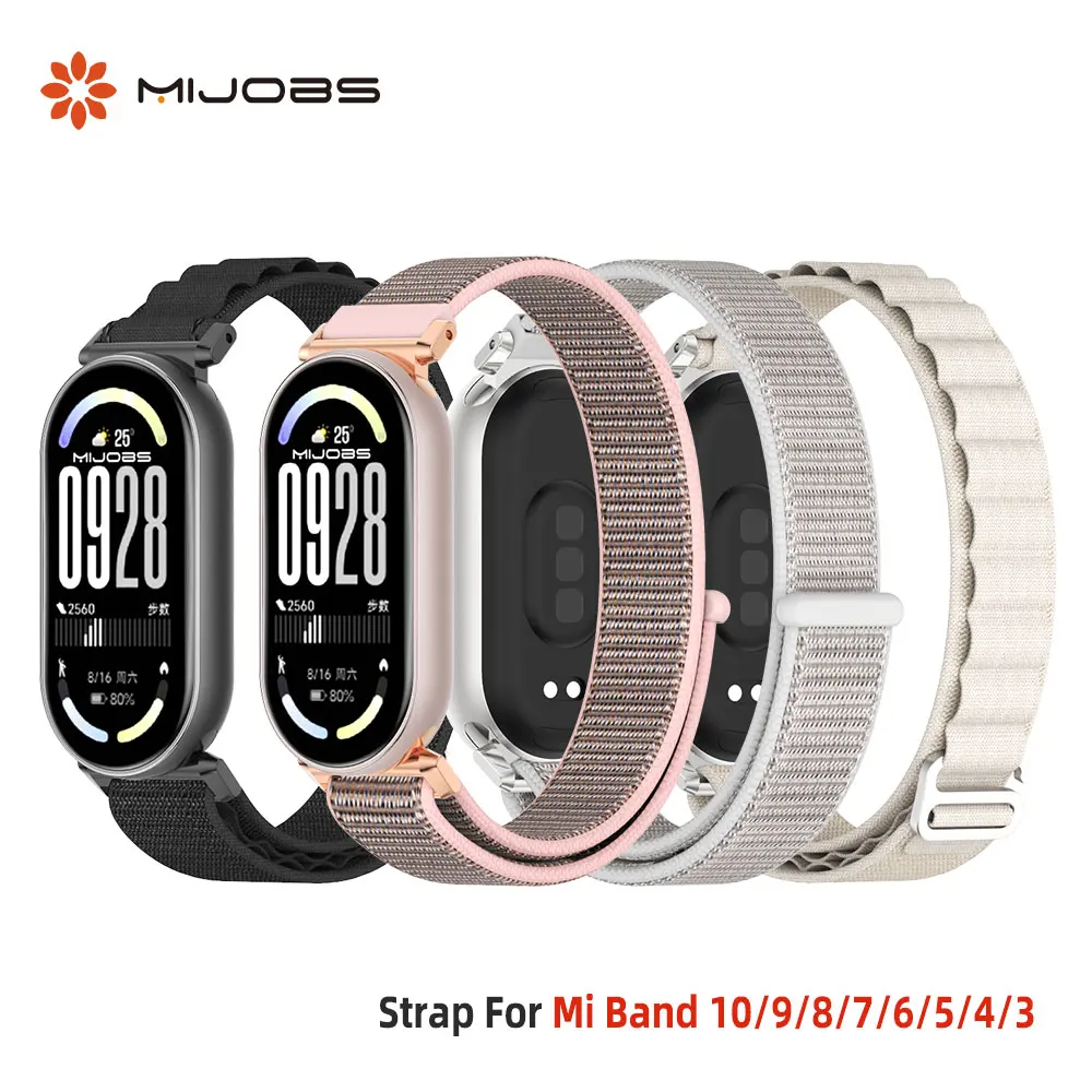 Watchband For Mi Band 10 9 8 Strap for Mi Band 9 Nylon Wristband for Mi Band 8 Wrist Strap for Mi Band 10 Accessories Breathable
