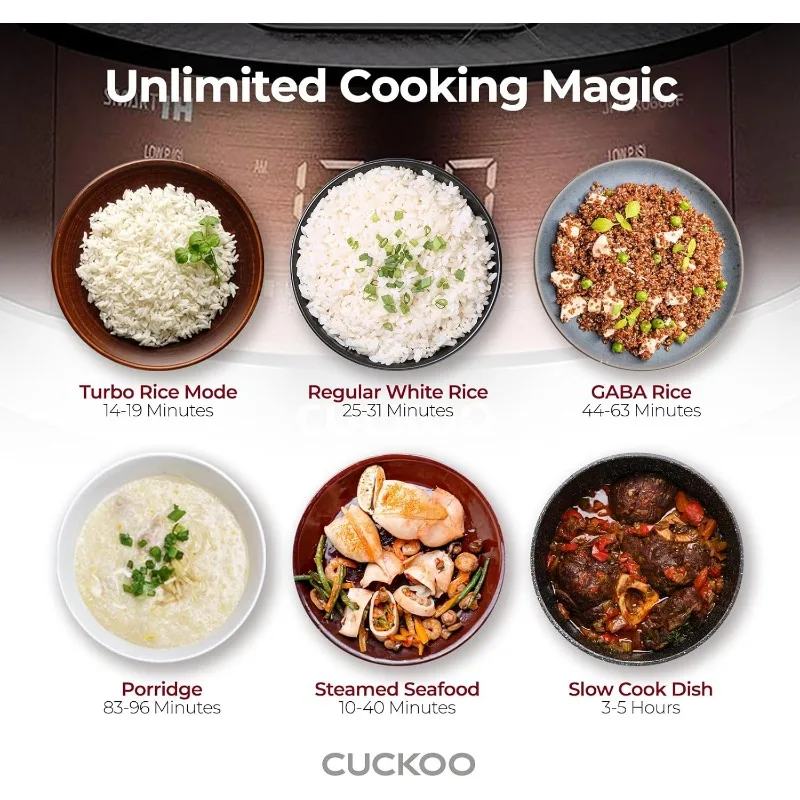 CUCKOO CRP-JHR0609F Panela de arroz de pressão de aquecimento por indução de 6 xícaras (cru) / 12 xícaras (cozidas) com panela interna antiaderente