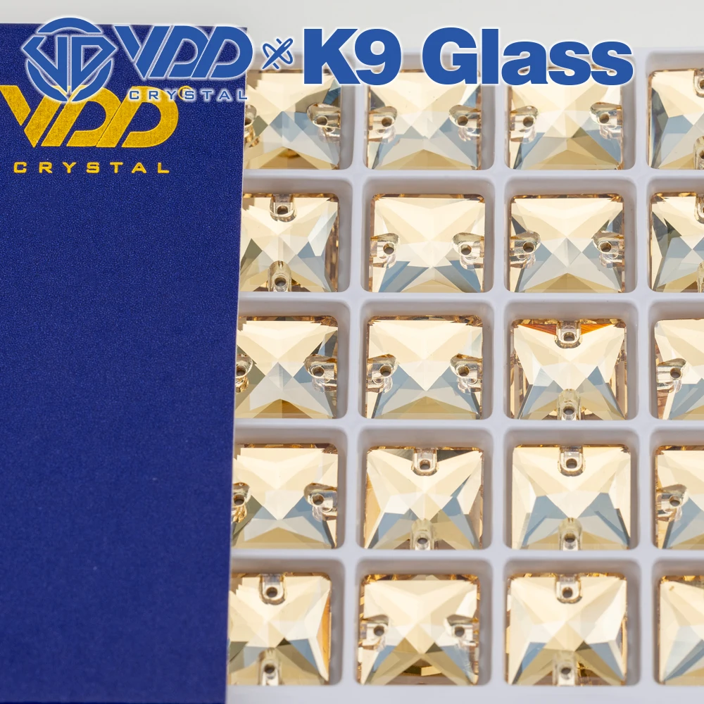 VDD S257 Golden Shadow Square Hochwertige K9-Glas-Aufnäher-Strasssteine, flache Kristallsteine zum Aufnähen, Bekleidungsdekorationen – Detail 4