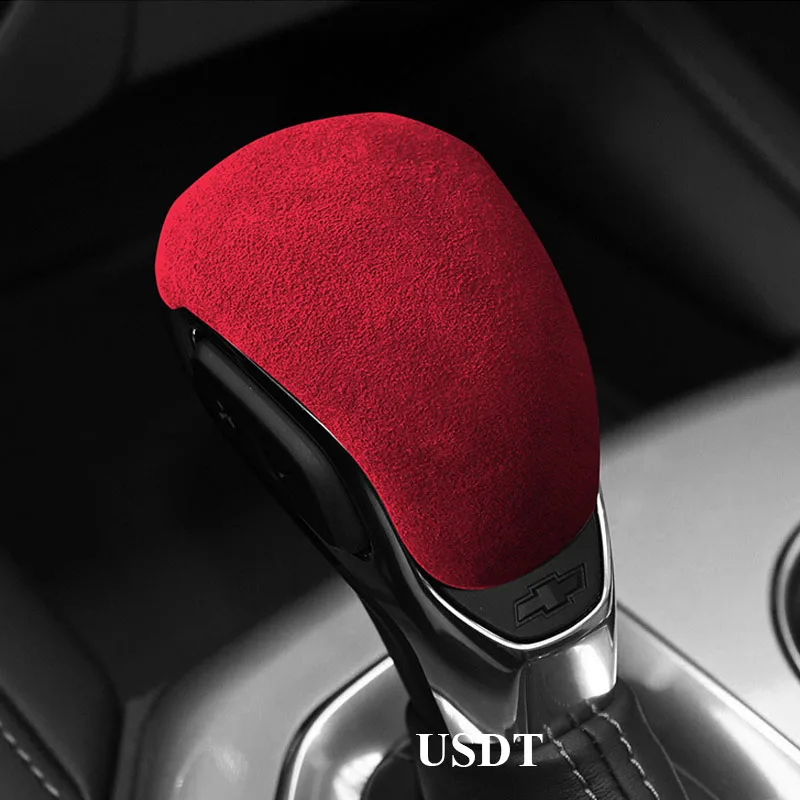 

for Chevrolet Trailblazer Blazer Equinox Malibu XL 2023 2022 2021 2020 Leather Car Gear Shift Knob Cover Suede Gears Cap Mat