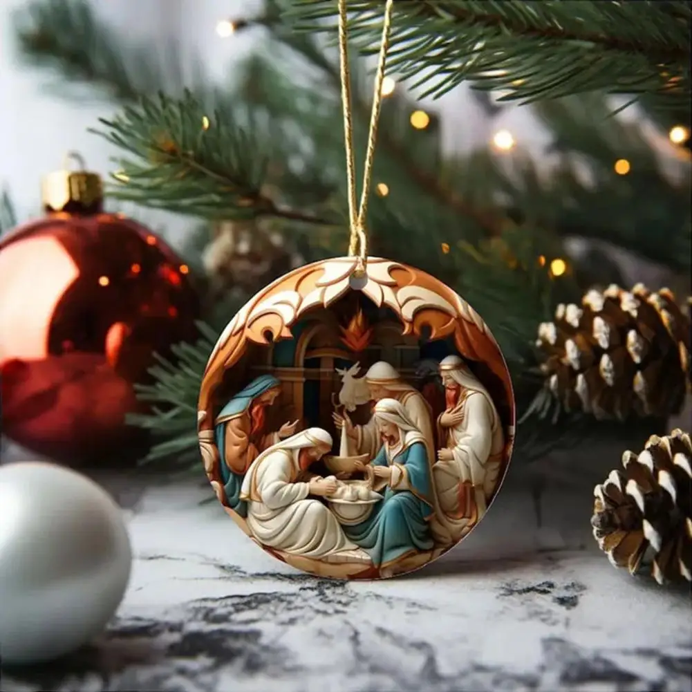 Hanging Christmas Decoration Christmas Nativity Ornament 3d Nativity Christmas Ornament Acrylic Savior Birth Decoration for Home