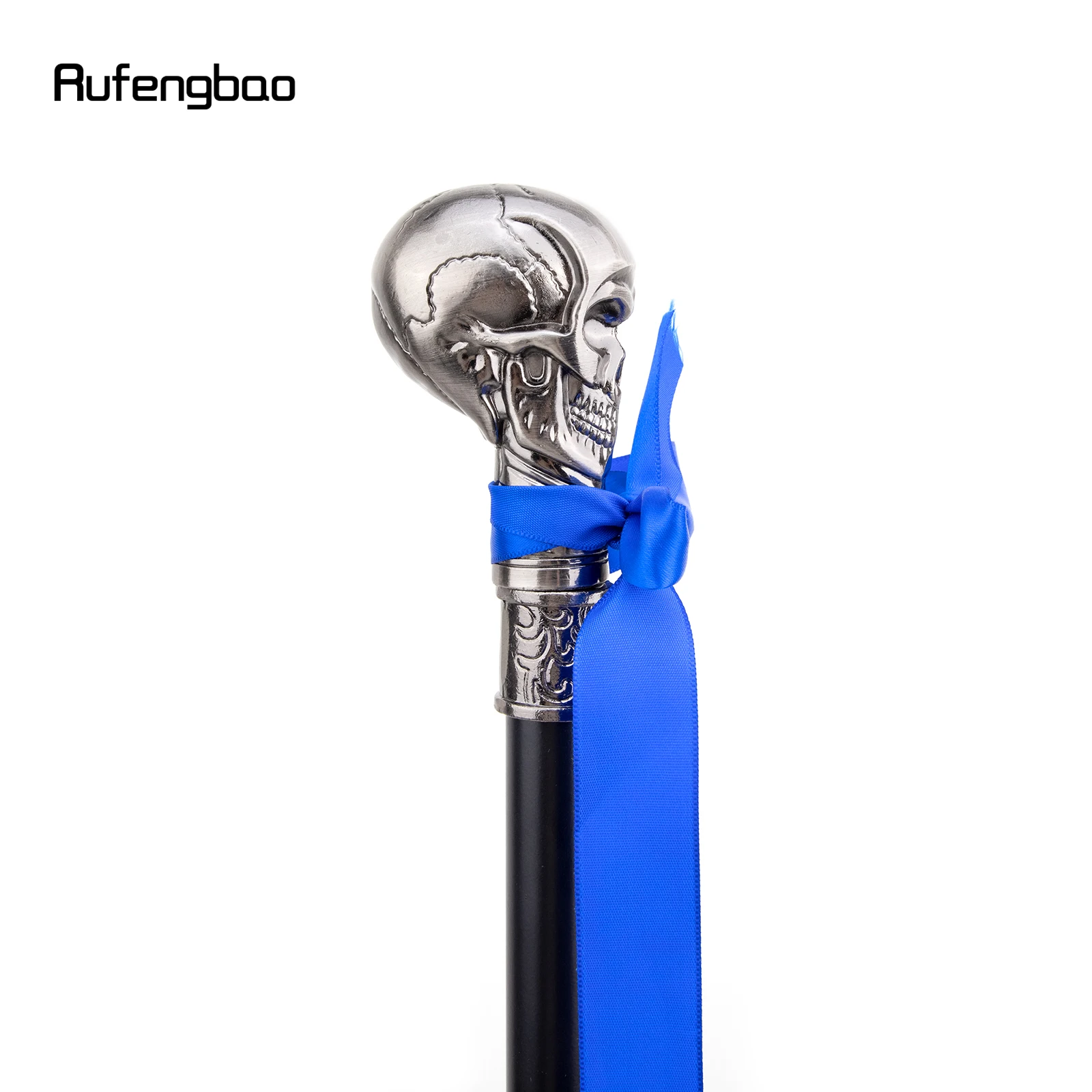 Skull Head with Bow Tie Walking Cane Fashion Decorative Walking Stick Gentleman Luxury Crosier Knob Walking Stick 93cm