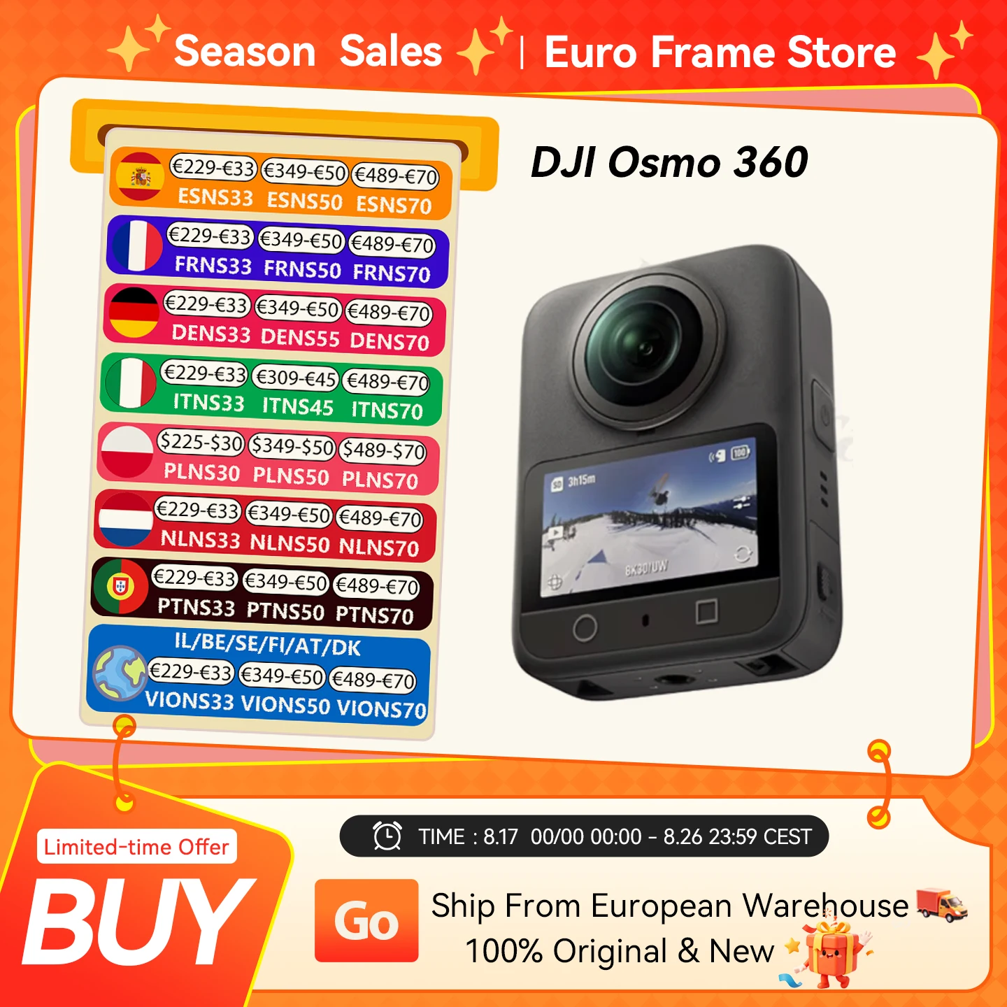 DJI Osmo 360 Paquete Estándar, Cámara 360 con Lente de 1 Pulgada 360 ° Imaging …