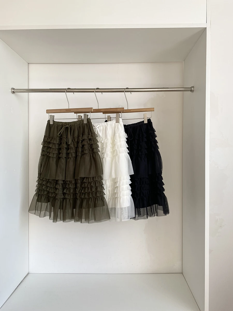Sweet Style High Waist Cake Skirt Women's Spring 2026 New Retro Mesh Fluffy Half Skirt Slimming Hip Covering Polyester Fiber