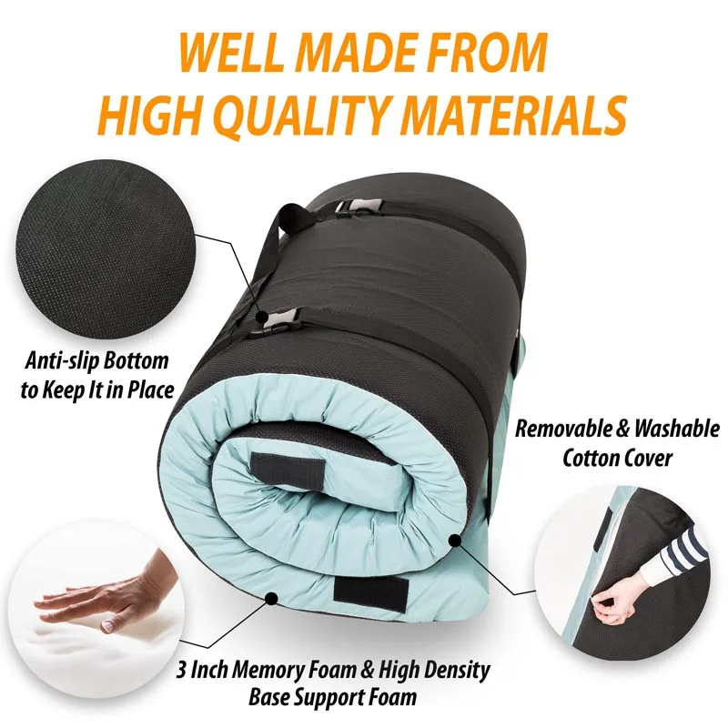 

Comfort Memory Foam Mattress Double Waterproof Foldable Floor Adult Portable Sleeping Camping Mattress Bed Roll