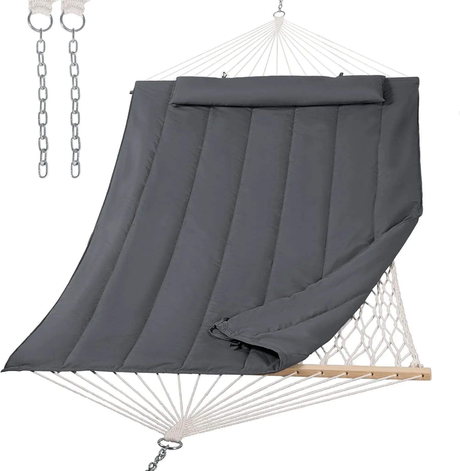 

Hammocks for Outside, Two Person Hammock for Patio, Garden, Porch, Outdoor, Dark Grey