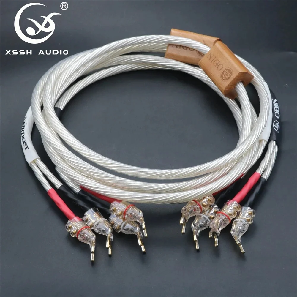 

Speaker Cords YIVO XSSH Audio DIY OEM ODM Hi-end High Purity Plated Silver 16AWGx8 Core HIFI Speaker Cable Wire with Y Type Plug