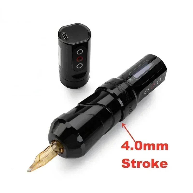 New Max Tattoo Machine  Powerful Coreless Motor Lithium Battery LED Display for Permanent MakeUp 4.0mm Stroke