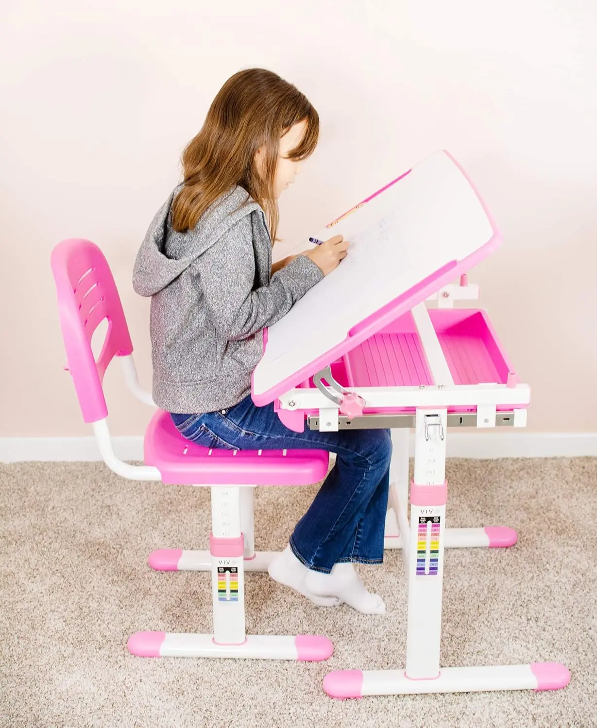 Height Adjustable Children's Desk and Chair Set | Kids Interactive Workstation