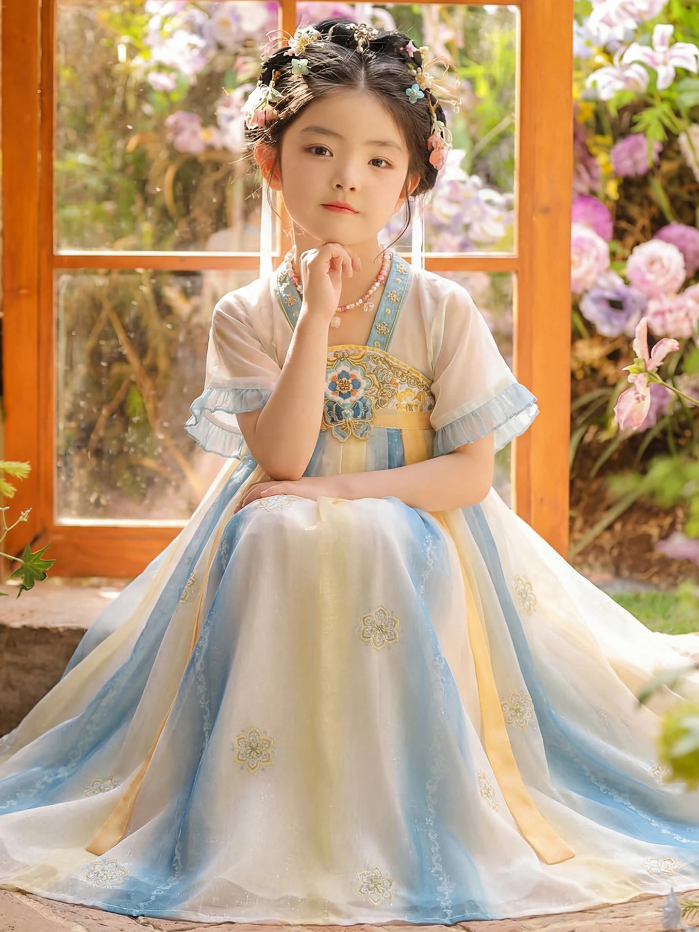 elegant-summer-short-sleeve-dress-for-little-girls-traditional-classical-style-children's-tang-suit-skirt-super-fairy
