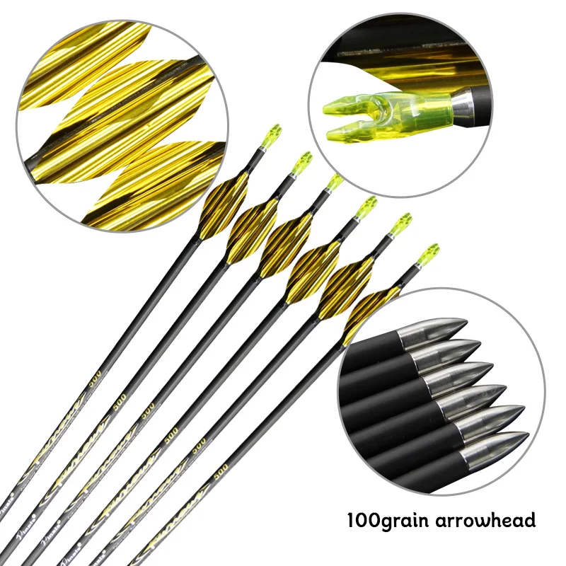 

Spin Wing Feather 0.003" Pure Carbon Arrow ID 4.2 mm 30 Inch 6 12 Pcs Spine Competition Recurve Bow Compound Bow Shooting Target