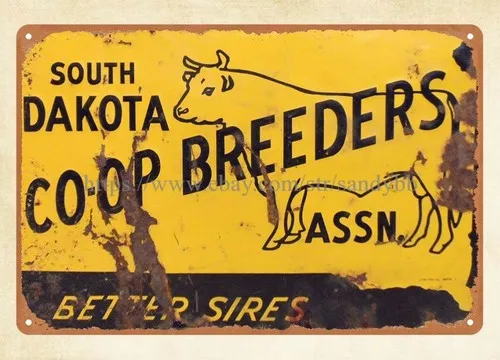 art garage South Dakota Co-op Breeders Association better sires metal tin sign