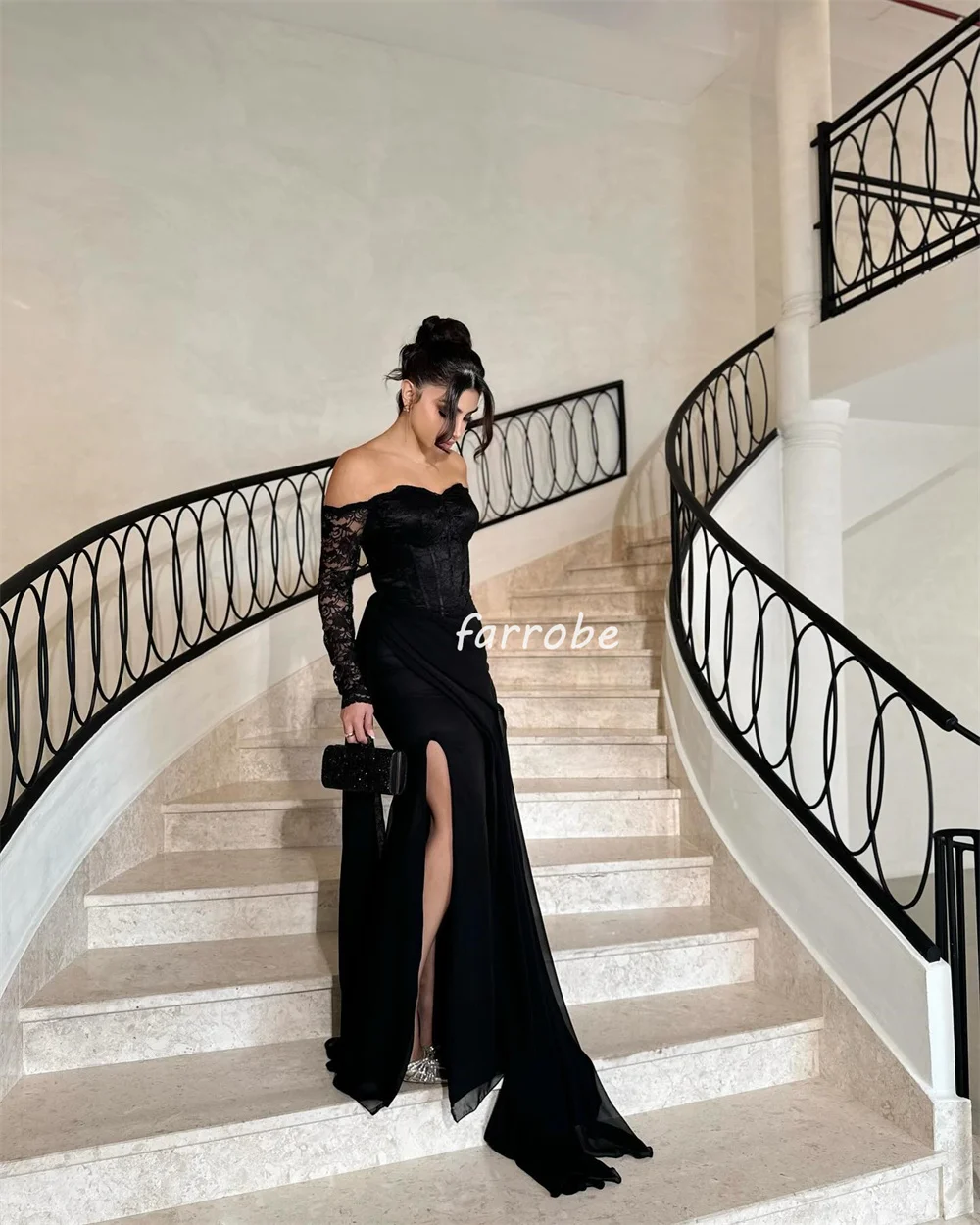 Customized Matching Modern Style Chiffon Pleat Applique A-line Off-the-shoulder Long Dresses Bespoke Occasion Dresses High Quali