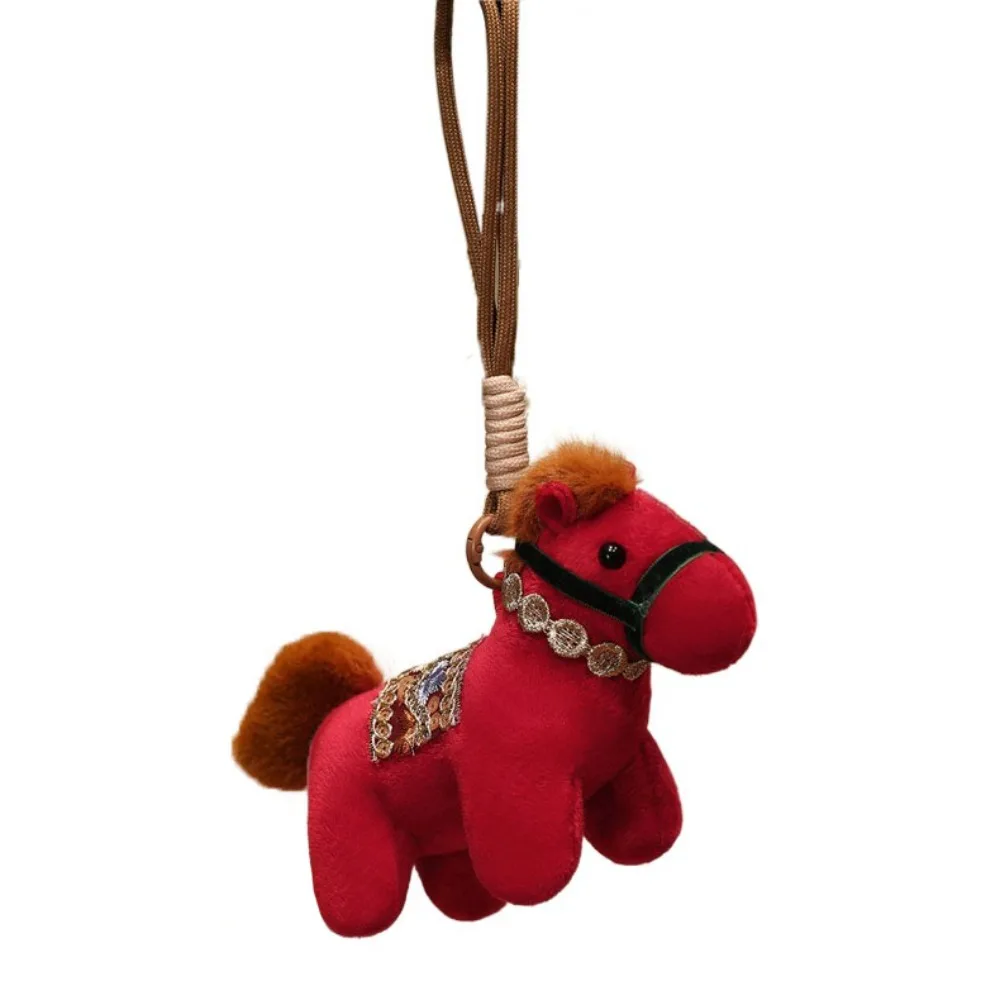 

Funny 15cm Plush Pony Keychain Creative Bag Charms New Year Horse Hanging Ornaments Mascot Doll Pony Key Ring Gifts